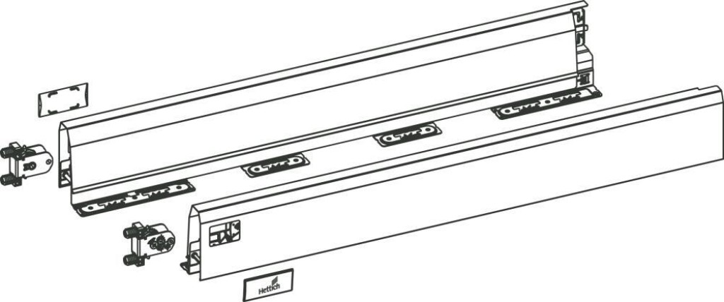 HETTICH ArciTech Set Zarge, Höhe 94 mm, weiß