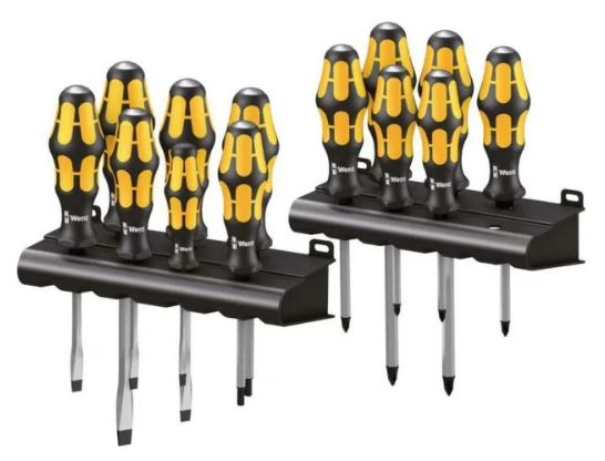 WERA Schraubendreher-Satz im Rack, mit Schlagkappe Nr. 932/6, 6-teilig, Schlitz und PH-Kreuzschlitz – zur Produktseite auf tooler.de